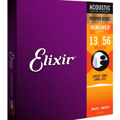 Elixir 16102 Nanoweb Phosphor Bronze Medium 13-56