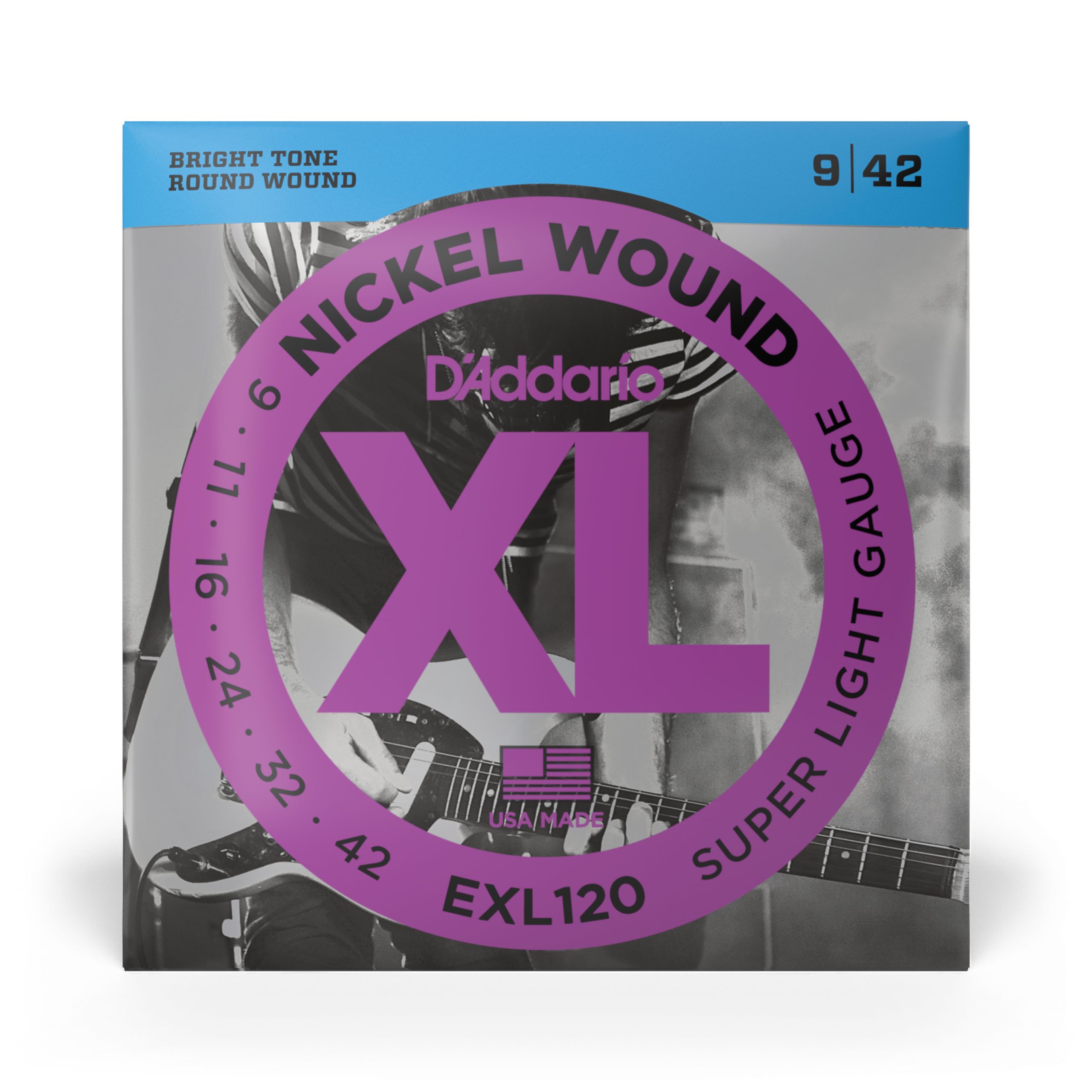 D'Addario EXL120 Nickel Wound Electric Guitar Strings, Super Light, 9-42